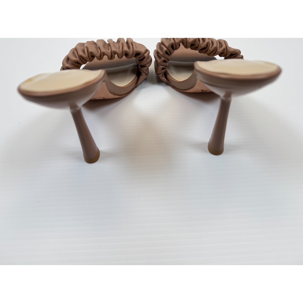 LPA Augstine Slip On Heels Women 8.5 NWOB Ruched Leather Mules Stiletto Beige - Picture 11 of 14